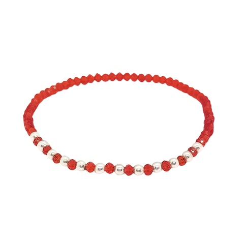 Pulsera Pecas > Cristal #2 Rojo c/Cuentas De Plata #3 | AMALO - comprar online
