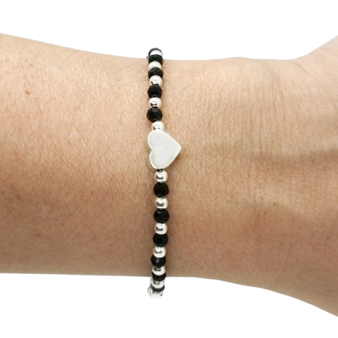 Pulsera Pecas c/Corazón Plata > Plata #3 + Cristal #3 - comprar online