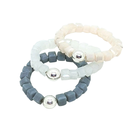 MIX Toph > 3 anillos elastizados cubo + plata - comprar online