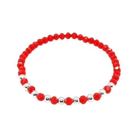 Pulsera Pecas > Cristal #4 Rojo + Plata #4 | AMALO - comprar online