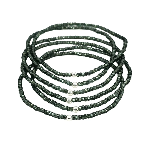 Mix Irina: 6 Pulseras Elastizadas Plata 925 con Mostacilla Checa - comprar online