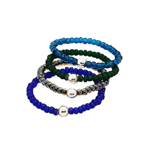 Mix Mai: 4 Anillos Elastizados Plata 925 con Mostacilla | AMALO - comprar online