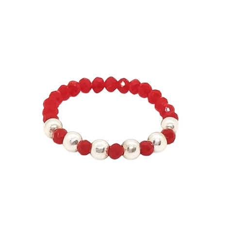 Anillo Pecas De Cristal #2 Rojo c/Cuentas De Plata #3 | AMALO - comprar online