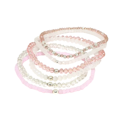 Mix Aylín: 6 Pulseras elasticas de Cristal y Plata 925 - comprar online