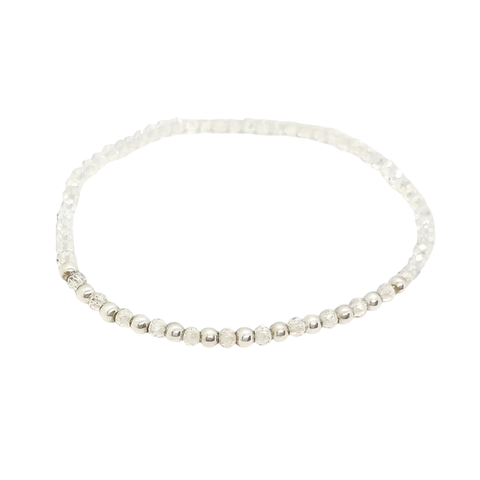 Pulsera Pecas > Cristal #2 Transparente c/Cuentas De Plata #3 | AMALO - comprar online