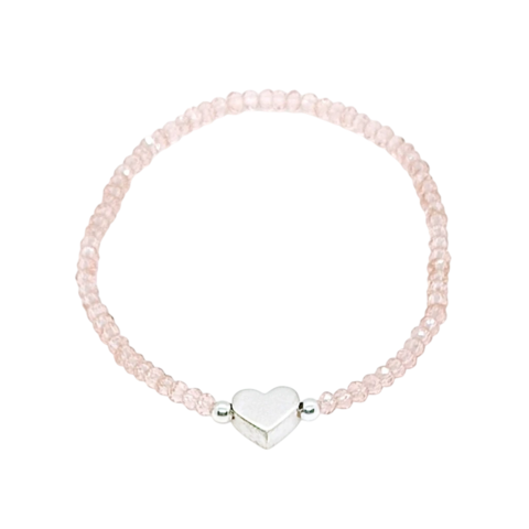 Pulsera Cristal #3 Salmón + Corazón Plata - comprar online