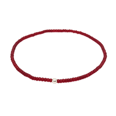Pulsera Elastizada Mostacilla Checa Roja con Cuenta de Plata - comprar online