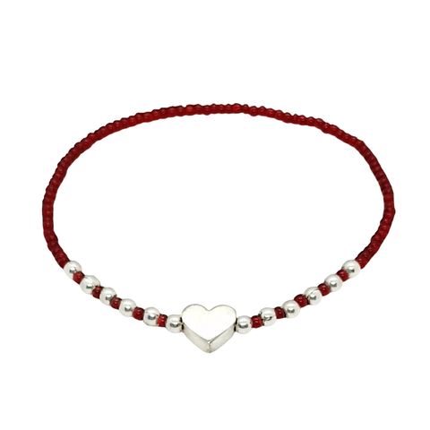 Pulsera Pecas c/Corazón Plata > Mostacilla Checa + Plata #3 - comprar online