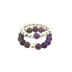Anillos elastizados Mix Lilia: Amatista y Plata | AMALO - comprar online