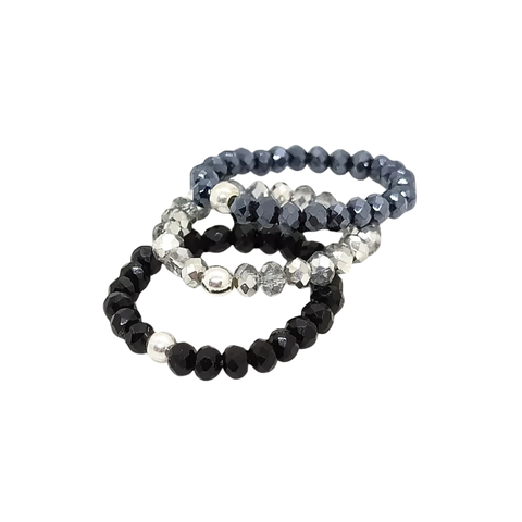 Mix Enora: 3 Anillos de Cristal Elastizados | AMALO - comprar online