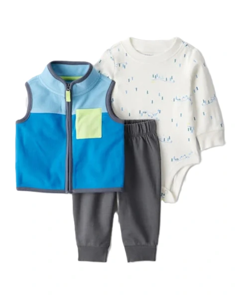 Talle: 3 y 6 Meses - Carter's - Algodón / Body de Algodon - Set de 3 Piezas Chaleco Microflecee Polar -