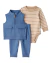 Talle: 9, 18 y 24 Meses - Carter's - Algodón / Body de Algodon - Set de 3 Piezas Chaleco Algodon Entallado -