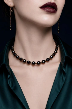 Art. 2610 Collar Corto Elvira Gold con Cristales negro | Sacre Coeur - - comprar online