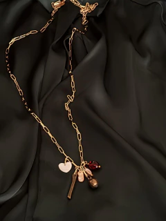 Art. 2611 Collar largo Elvira Gold con Cristales ambar, laminado en oro. | Sacre Coeur