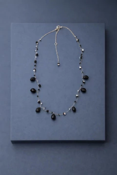 Art. 2201 Collar Cecile tejido silver negro.