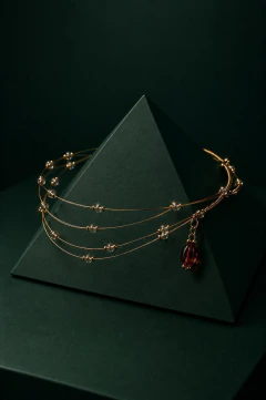Art.2330 Set Scarlette Ámbar Gold – Gargantilla / Vincha y Brazalete en cristales artesanales - comprar online
