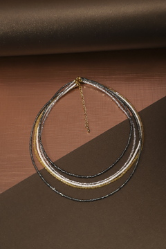 Art. 2409 Collar 5 vueltas de cristales JACKIE. Producto PREMIUM laminado en ORO, color ámbar. - (copia) - comprar online
