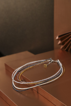 Art. 2409 Collar 5 vueltas de cristales JACKIE. Producto PREMIUM, silver color ámbar. - (copia) - (copia) - tienda online