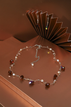 Art. 2201 Collar Cecile tejido silver ambar.