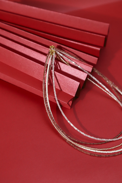 Art. 2409 Collar 5 vueltas de cristales JACKIE. Producto PREMIUM laminado en ORO. - comprar online