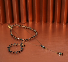 Art. 2104 Collar micro cadenas gold verde.