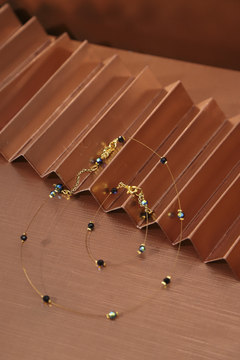 Art. 2422 Set de collar y pulsera simple Scarlette gold negro. en internet