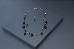 Art. 2201 Collar Cecile tejido silver negro.