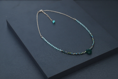 Art.2304 Collar corto combinado Colette silver esmeralda.