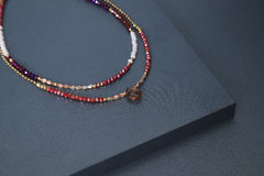 Art.2322 Set de dos collares cortos en combinación Colette gold rubi.