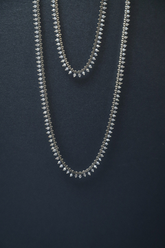 Art.2076 Collar largo DOBLE Kate, dos collares en uno. - Color cristal, plata - comprar online
