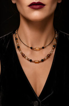 Art. 2510 Collar Pierre negro/bronce gold
