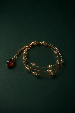 Art.2330 Set Scarlette Ámbar Gold – Gargantilla / Vincha y Brazalete en cristales artesanales - Sacre Coeur bijou