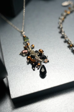 Art.2414 Collar largo Sylvie silver bronce y negro. - Sacre Coeur bijou