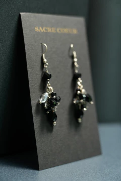 Art. 2315 Aros colgantes Sylvie silver negro y gris cristal con cuentas facetadas. - comprar online