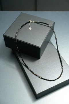 Art.2305 Collar largo/pulsera Colette silver negro y gris.