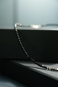 Art.2305 Pulsera/ collar largo Colette silver negro y gris cristal.