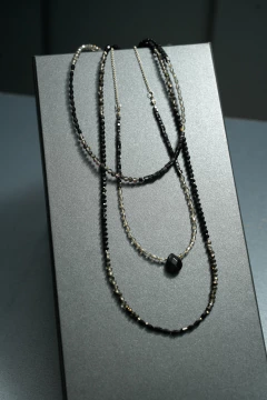 Art.2305 Collar largo/pulsera Colette silver negro y gris.