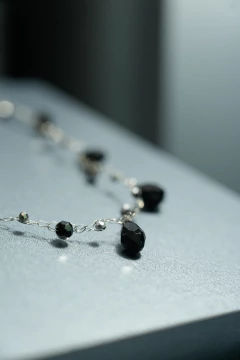 Art. 2201 Collar Cecile tejido silver negro. - Sacre Coeur bijou