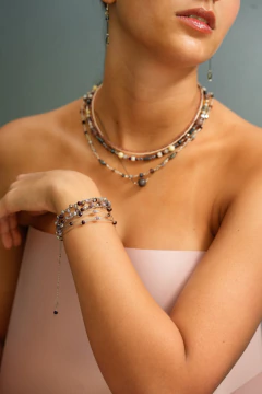 Imagen de Art. 2195 Brazalete Scarlette color cristal Silver vino