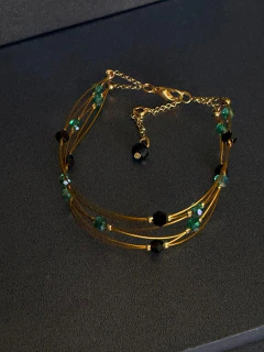 Art. 2601 Set de gargantilla/vincha Scarlette y Brazalete azulino gold. - Sacre Coeur bijou