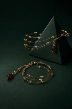 Art. 2195 Brazalete Scarlette Ámbar Gold – Cristales en entramado artesanal - comprar online