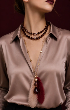 Art. 2609 Set Collar Elvira + Plume vino.