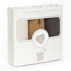 Pack x 3 mantas de muselina "NATURAL, MOSTAZA, VISON" - comprar online