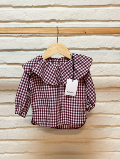 Camisa con volado "CUADRILLE CIRUELA" - comprar online
