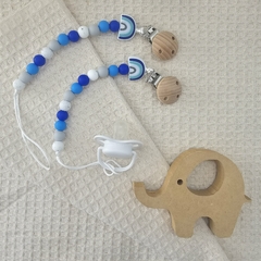 Portachupete Silicona "ARCO IRIS AZUL" - Baby Room - Mamá y Bebé