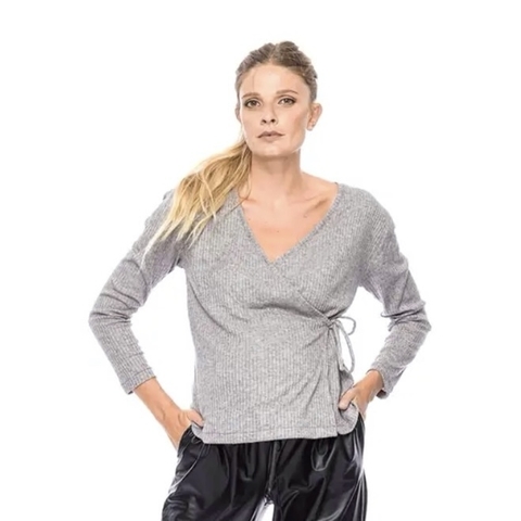 Bata cruzado Embarazo "GRIS"