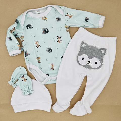 Ajuar 4 piezas con body "MAPACHE" - comprar online