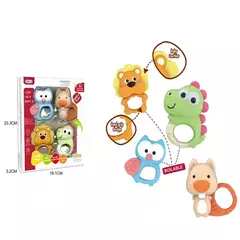 Set de 4 mordillos sonajeros animalitos - comprar online