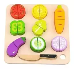 Tabla de Preparación de Vegetales de Juguete de Madera - Corta Vegetales en internet
