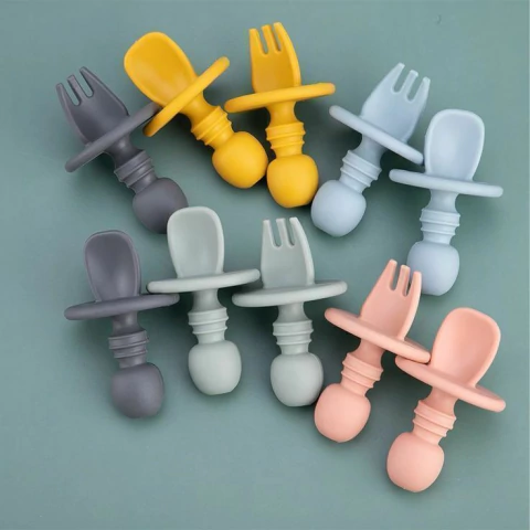Mini Cubierto de silicona - tenedor y cuchara - comprar online